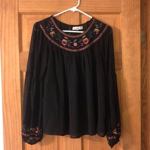 Black embroidered blouse